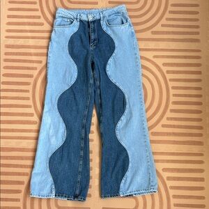 Ragged Priest Design Two-Tone Flare Jeans